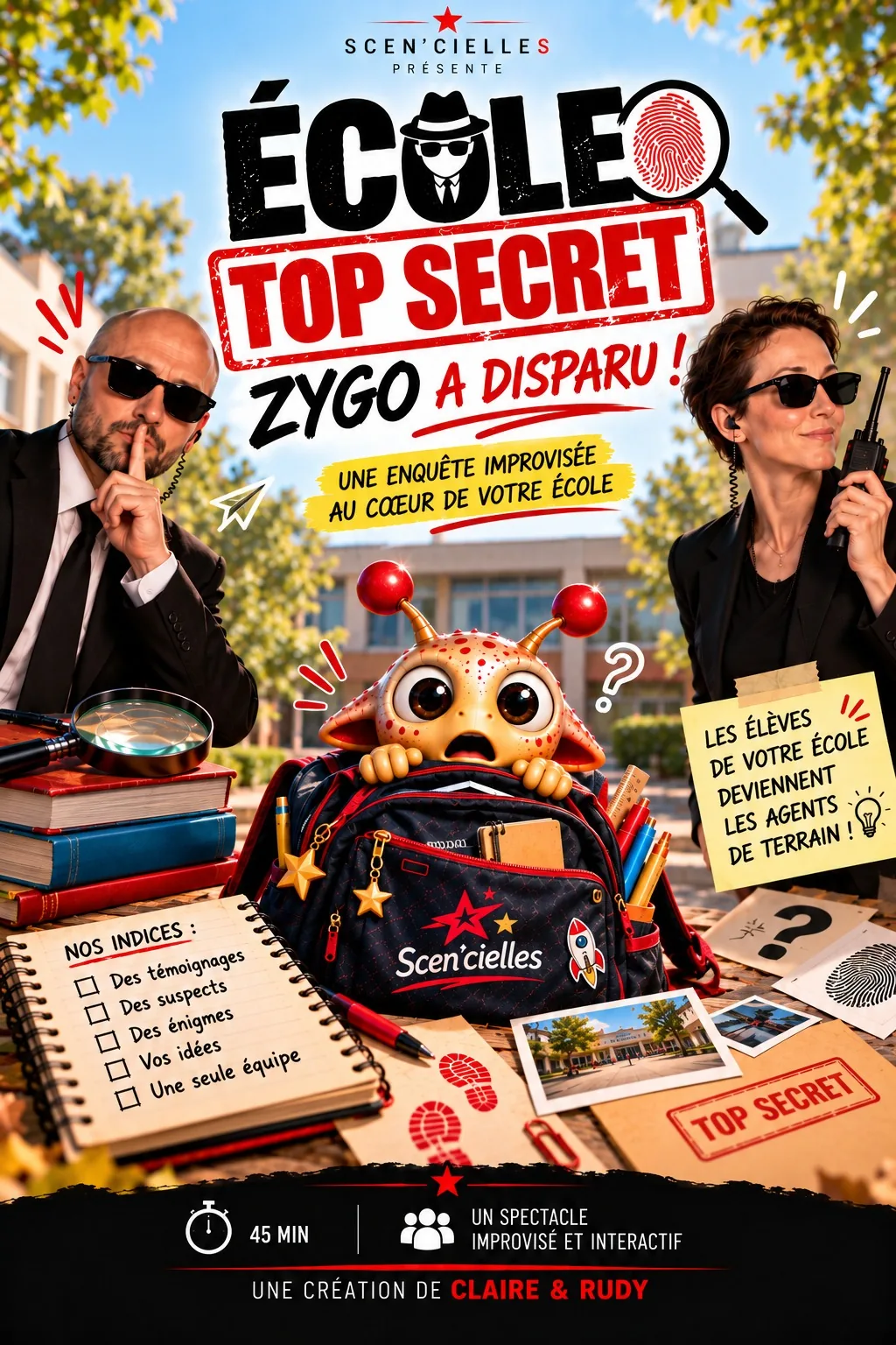 Affiche du spectacle ÉCOLE TOP SECRET
