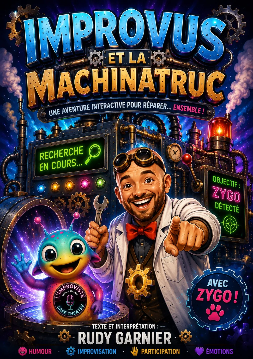 Affiche du spectacle IMPROVUS ET LA MACHINATRUC