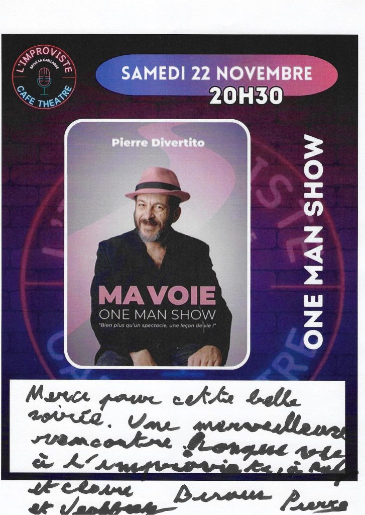 Une soirée magique, intense, remplie d’humanité, de poésie et d’énergie. Pierre a su captiver le public du début à la fin, jouant avec les mots, la musique et les émotions comme seul lui sait le faire.