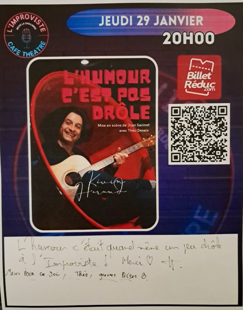 Ce jeudi 29 janvier 2026 à 20h, L’Improviste Café-Théâtre a accueilli Kevin et Théo pour leur spectacle L’Humour c’est pas drôle.