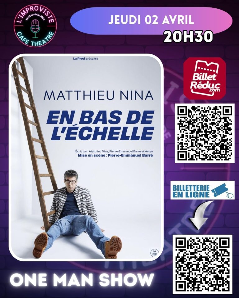 Habitué des scènes de stand-up, Matthieu Nina séduit par une présence sincère et une écriture percutante qui font mouche à chaque représentation.