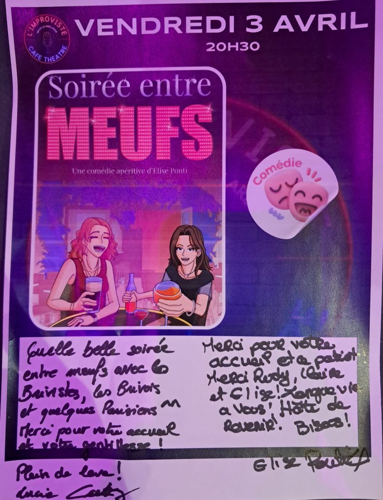 Avec « Soirée Entre Meufs », Élise Ponti propose une comédie dynamique qui plonge le public dans l’univers des discussions, des confidences et des moments de vie partagés entre amies.