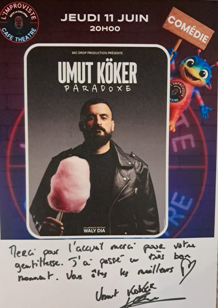 Les mercredi 10 et jeudi 11 juin 2026, L'Improviste a eu le plaisir d'accueillir Umut Koker pour deux représentations de son spectacle Paradoxe.