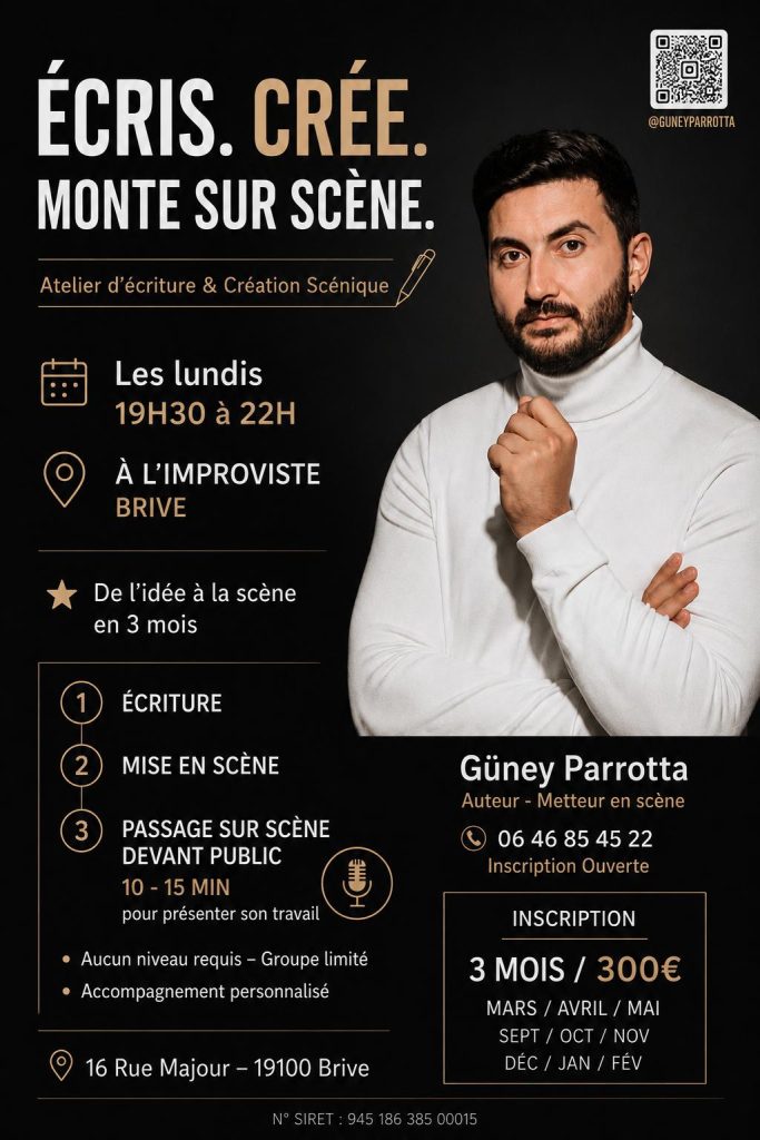 Vous avez une histoire à raconter, un personnage à créer ou l'envie d'écrire votre premier spectacle ?
